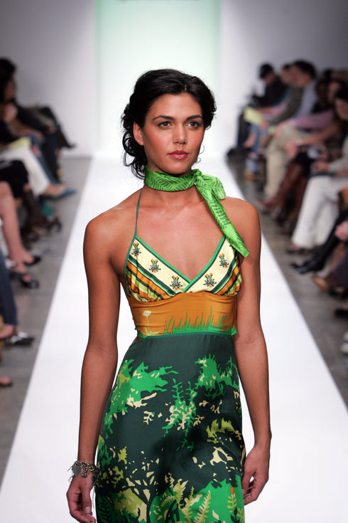 Vivian "Green Dream" Silk Scarf Dress